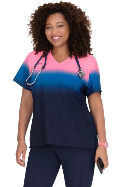 Медицинска работна туника дамска 370 PR-Peony pink/Royal Blue/Navy Ombre